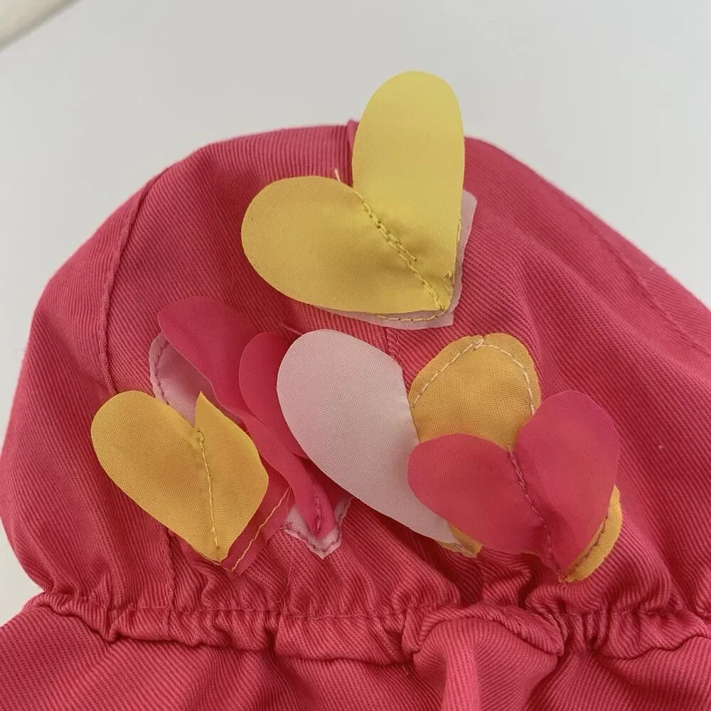 Childrens Place Sun Hat‎ Baby Girl 6-12 Month Pink Hearts Beach Vacation Travel